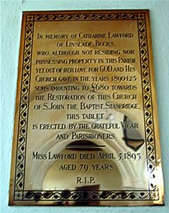 Catharine Lawford's plaque December 2008